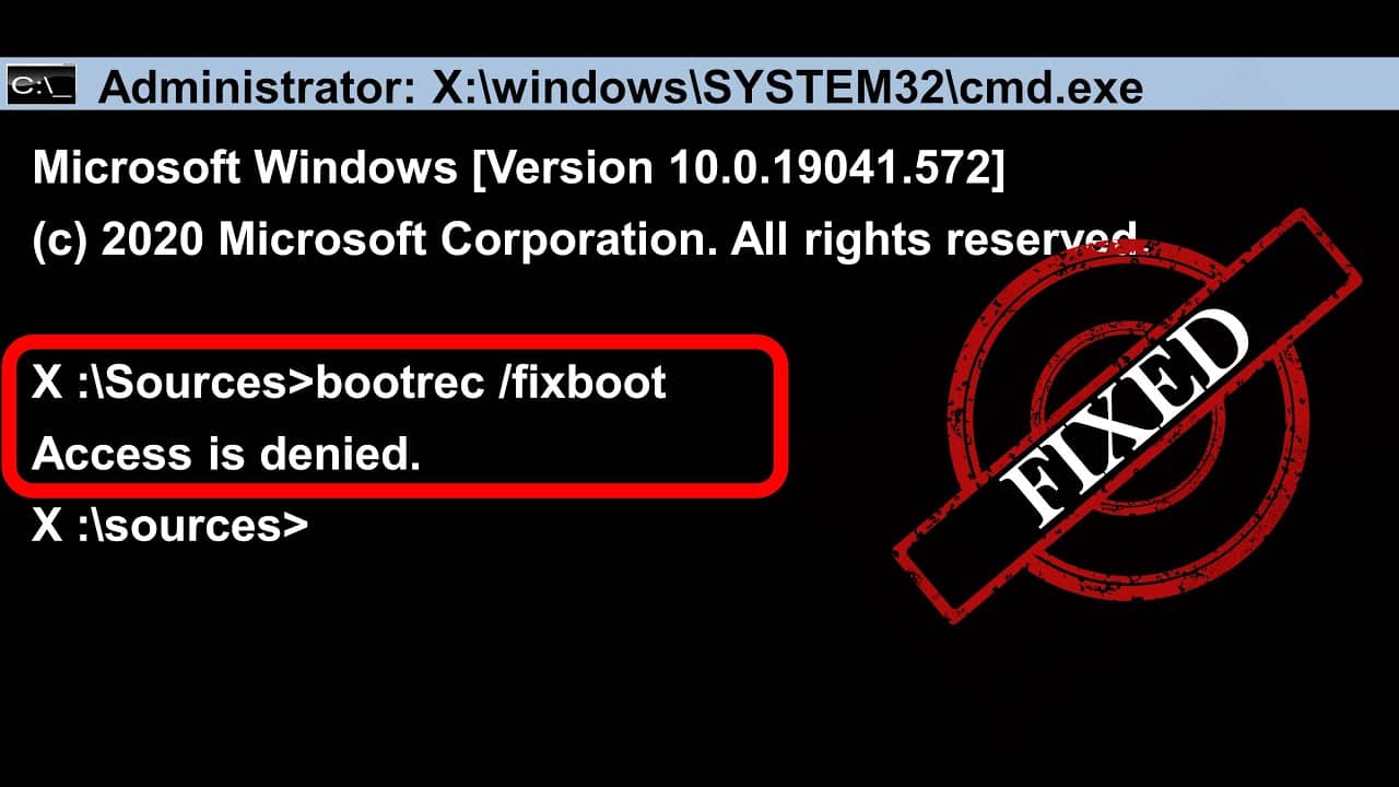 How to fix bootrec.exe /fixboot access denied error Windows 11